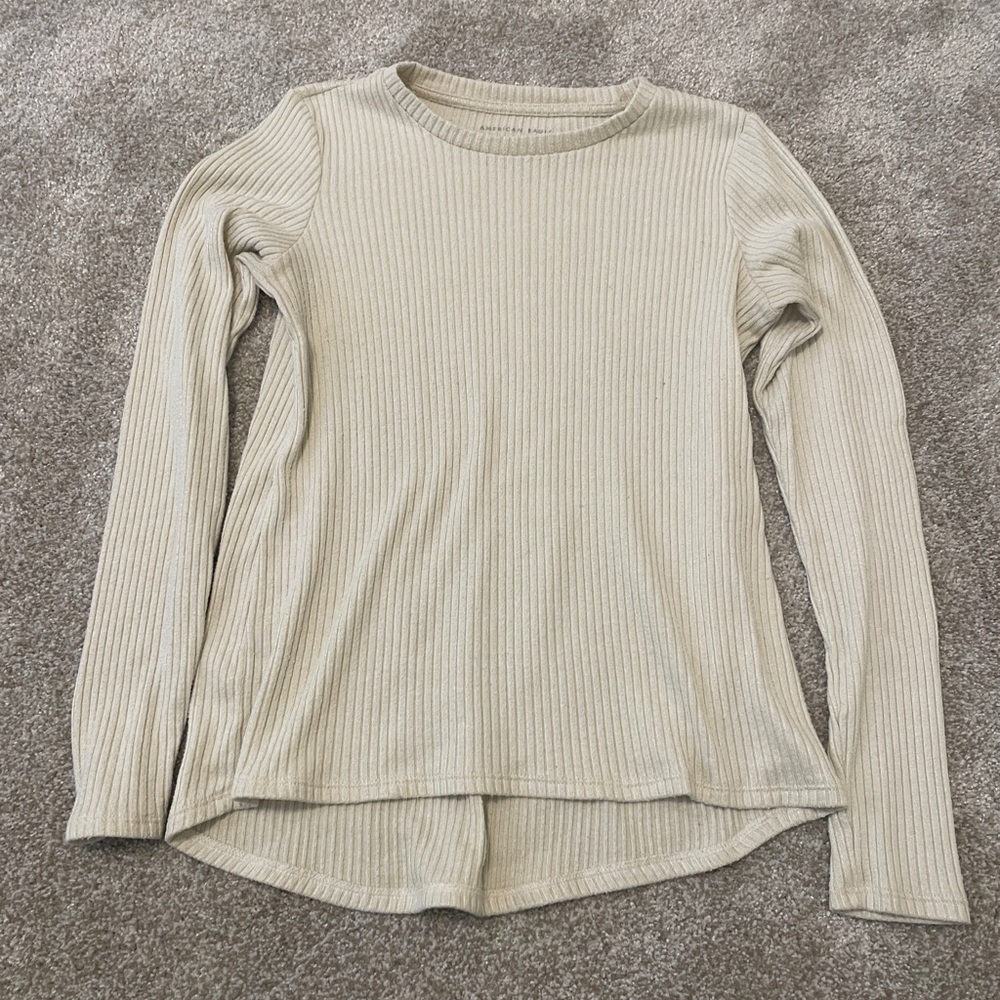 American Eagle Plush long sleeve tee, Off white, XS
